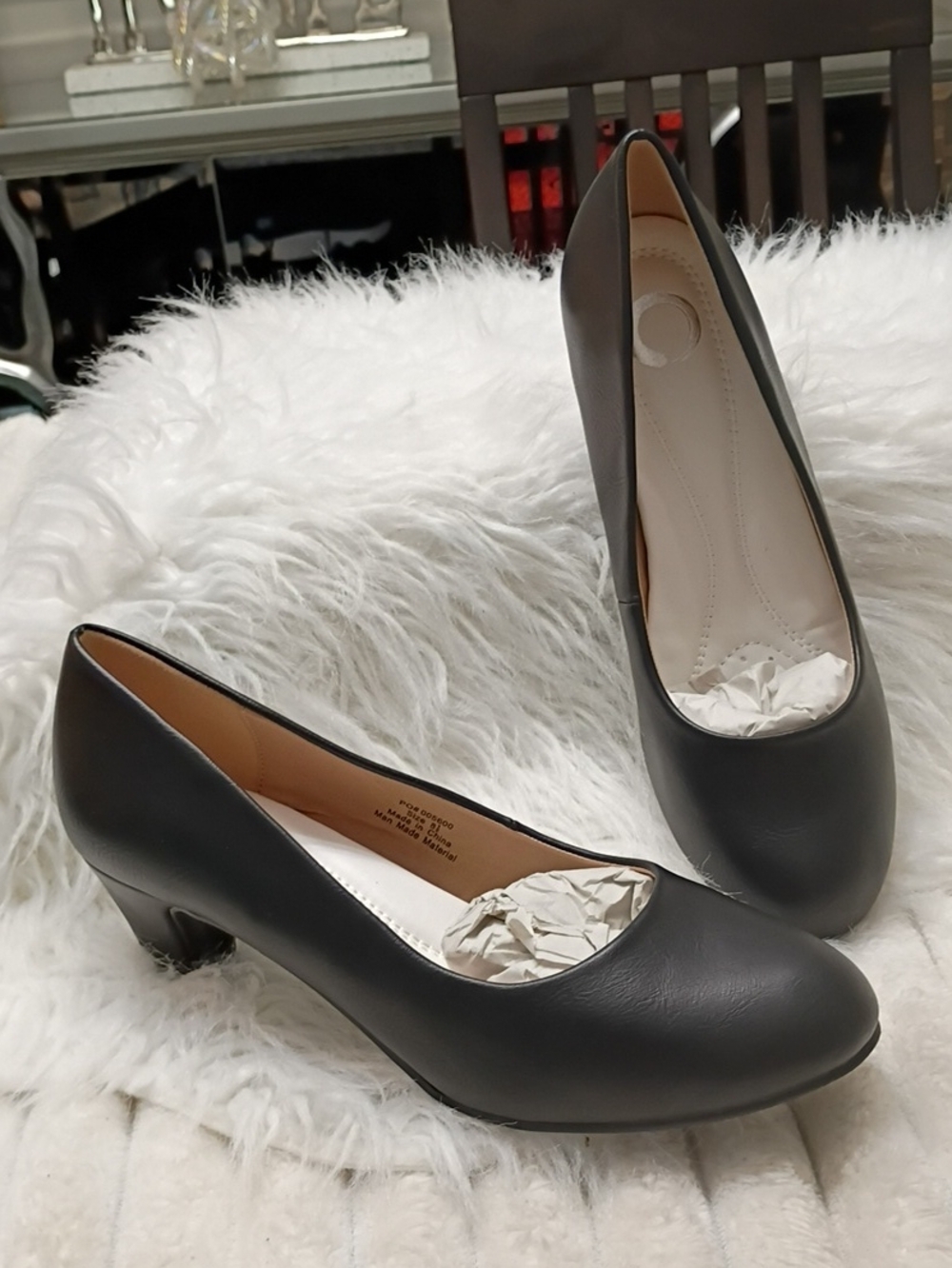 New Journee Collection Luu-M Black Mid-Heel Round-Toe Faux Leather Pumps 8.5 - Picture 12 of 14